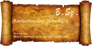Barbulovics Szovát névjegykártya